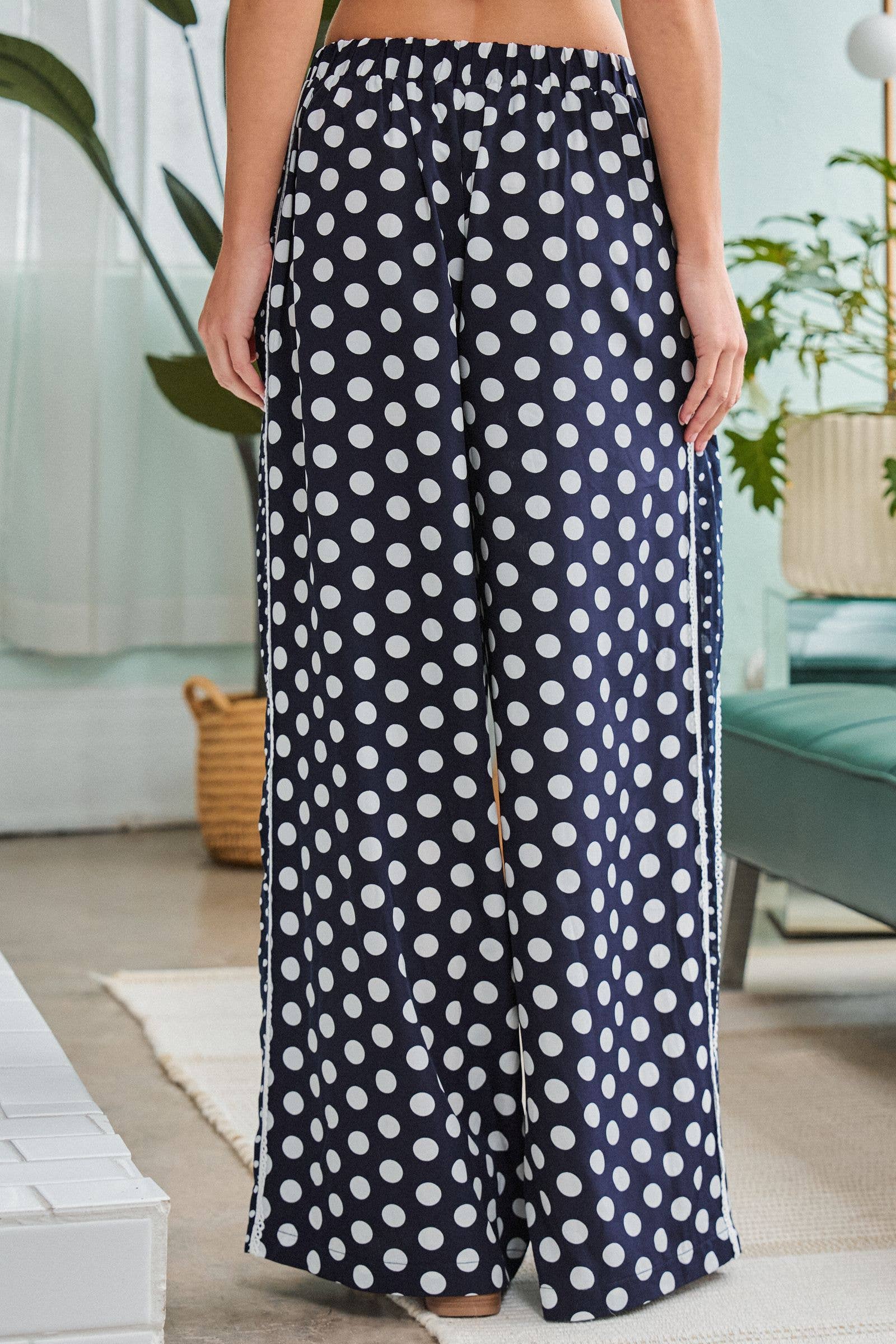 PLUS SIZE CONTRAST DOT SIDE PANEL PANTS