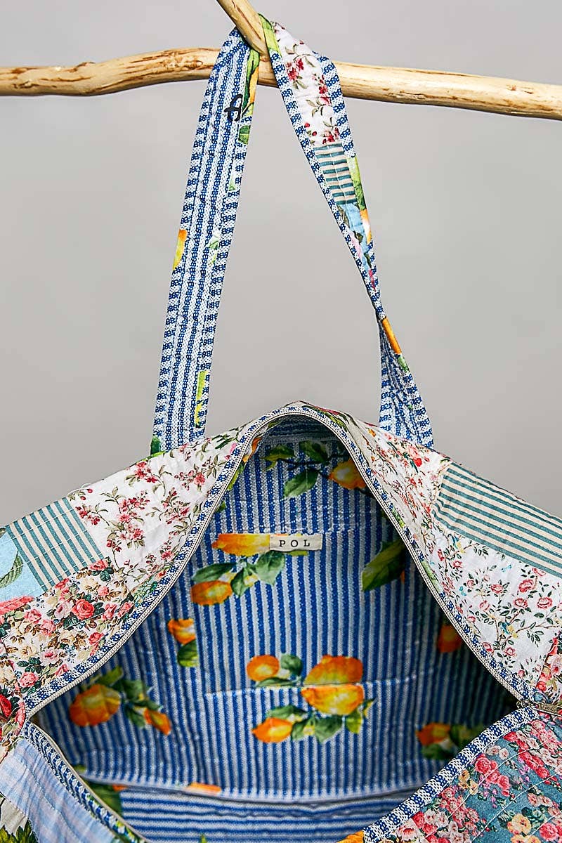 Trompe L’oeil Patchwork Structured Quilted Tote Bag