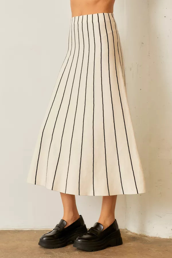 Vertical Stripe Sweater Skirt