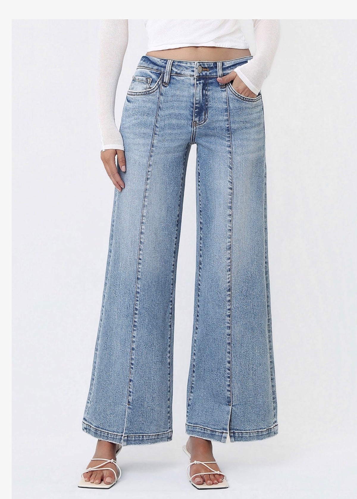 Vervet Mid Rise Front Seam Detail Jeand