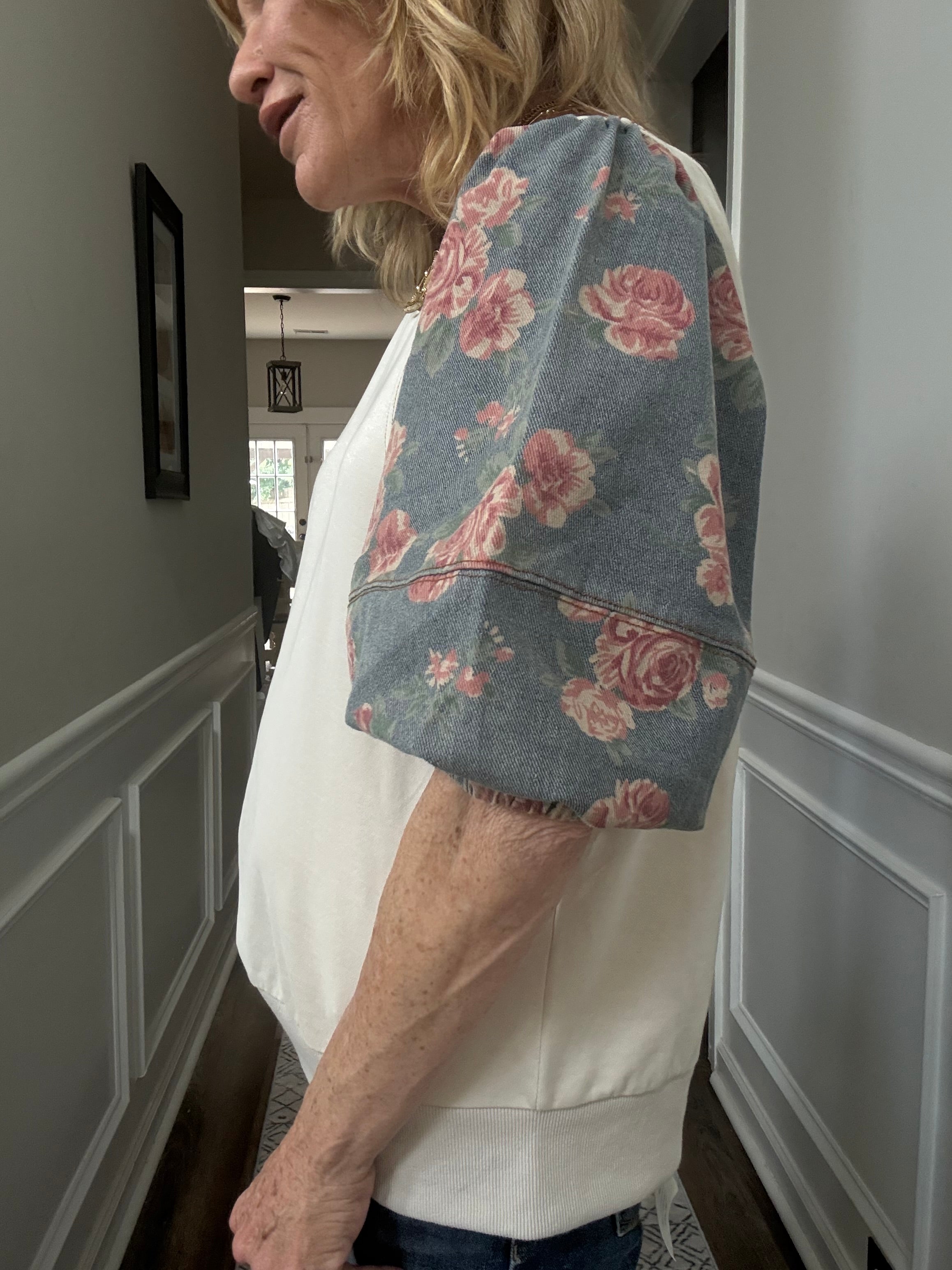 Floral Denim Sleeve Top