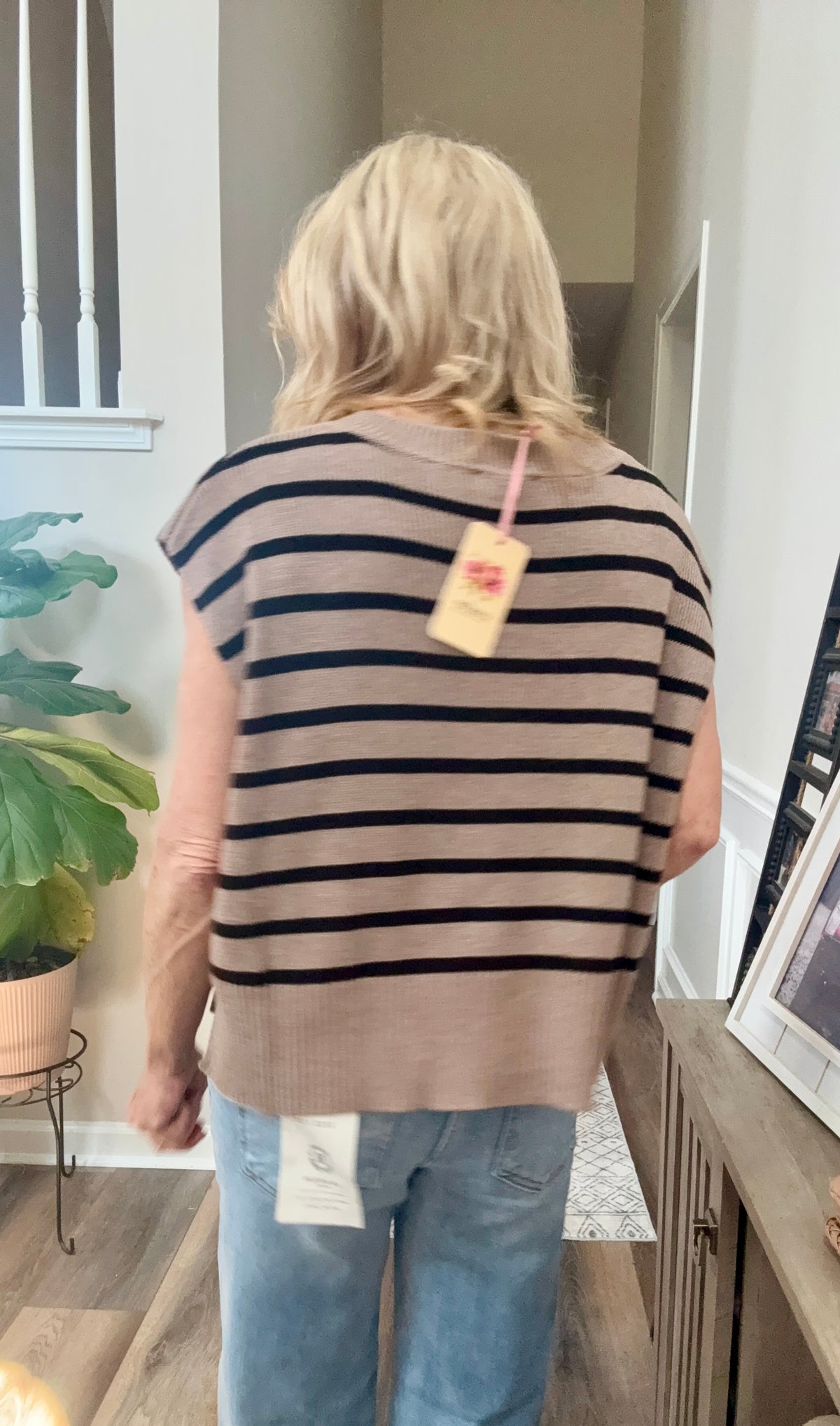 Stripe Knit Top in Taupe/Black