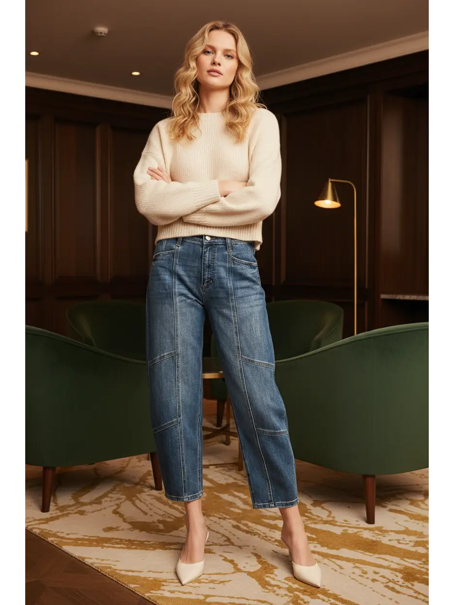RELAXED TAPERED HIGH RISE BARREL JEANS by Artemis Vintage