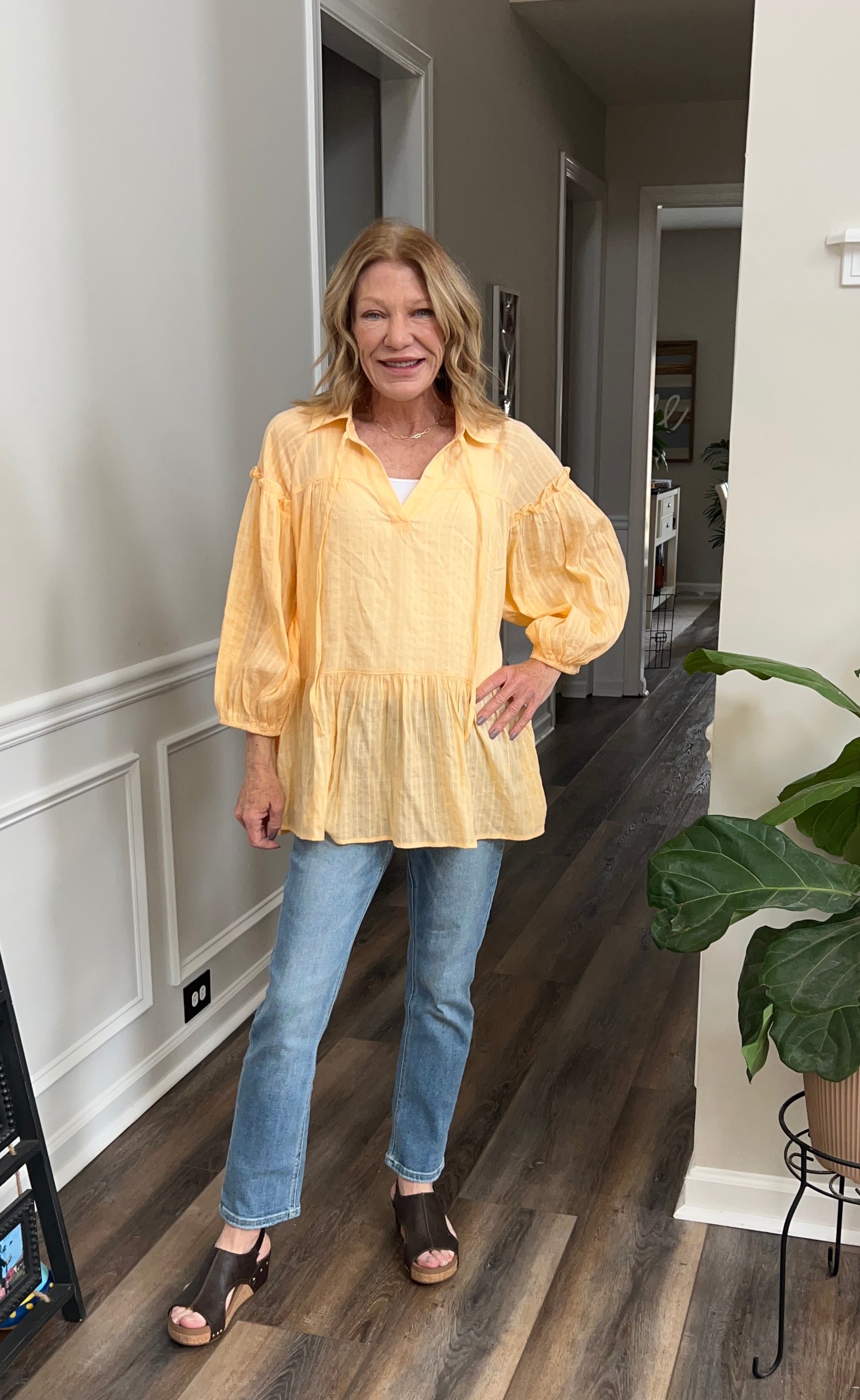 Tiered Textured top in Cantalope