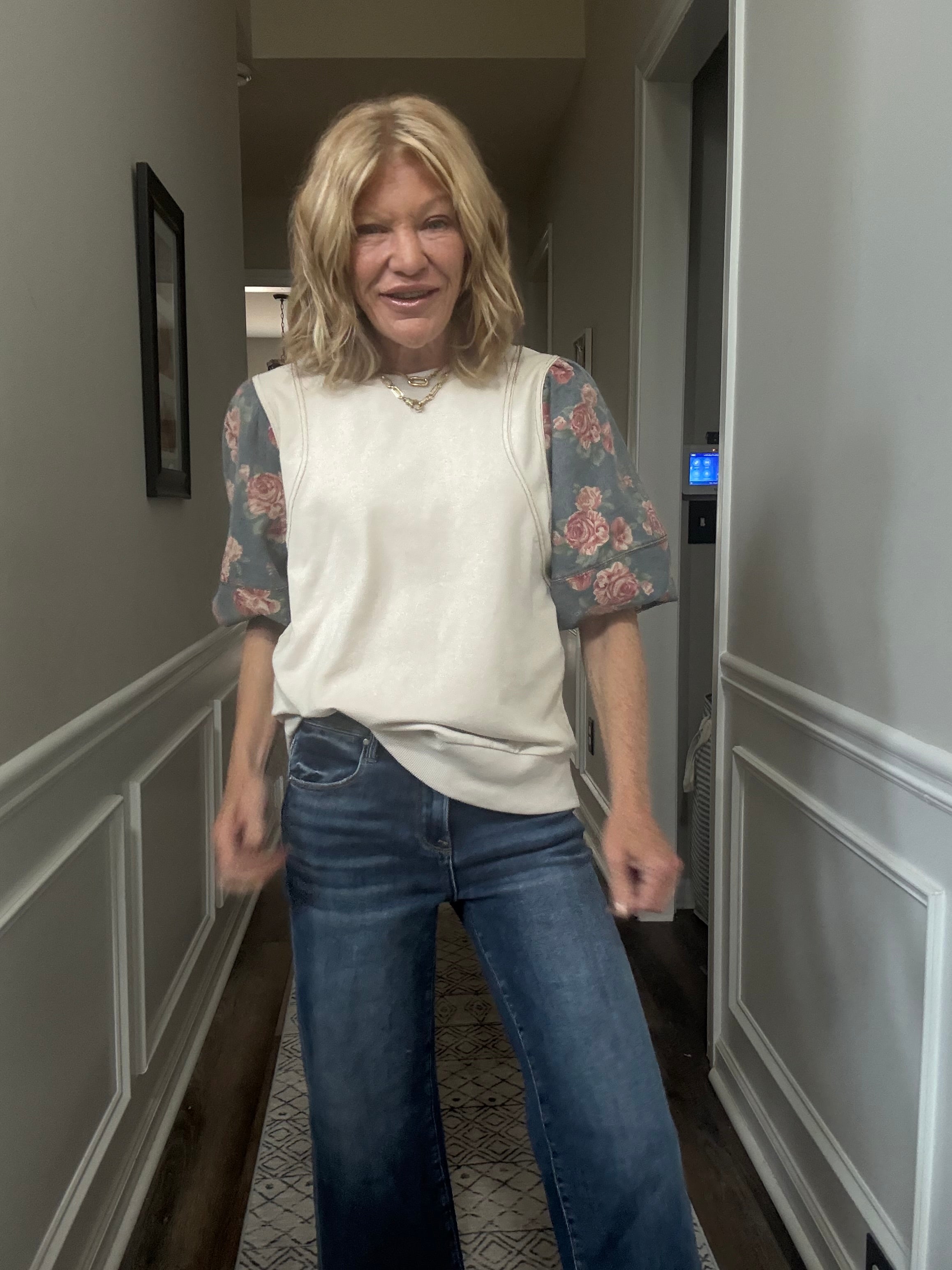 Floral Denim Sleeve Top