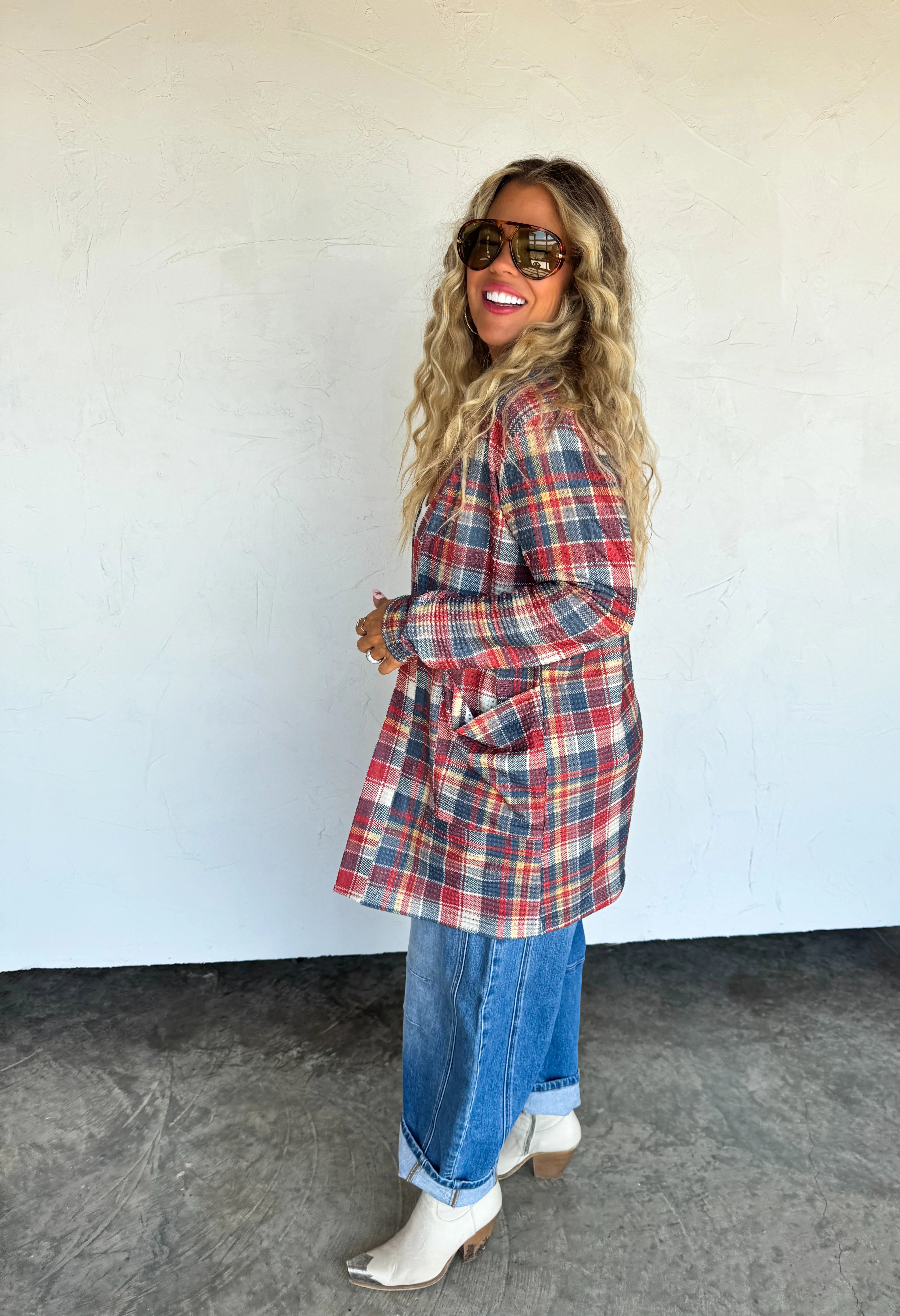 Lola Cardigan Red Plaid