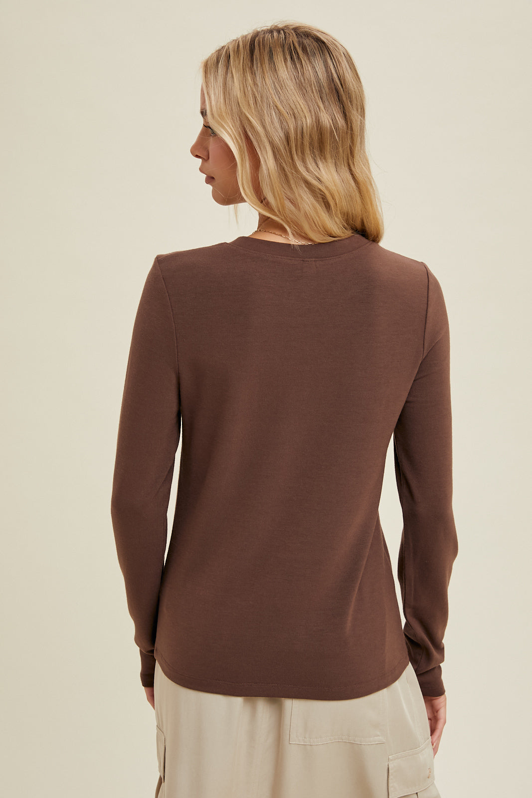 Long Sleeve Knit top in Espresso