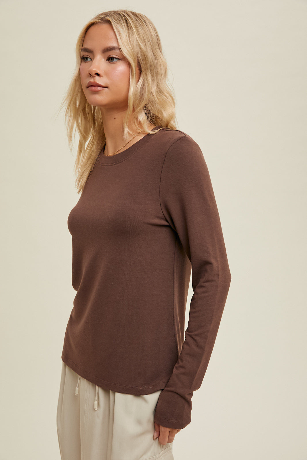 Long Sleeve Knit top in Espresso