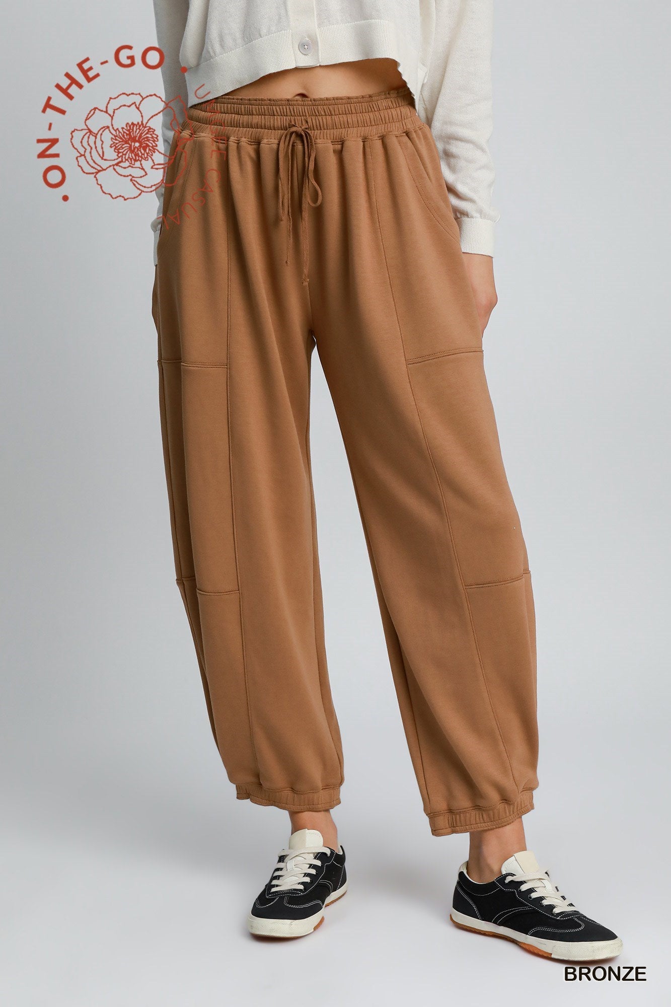 LUXEKNIT Barrel Joggers in Bronze