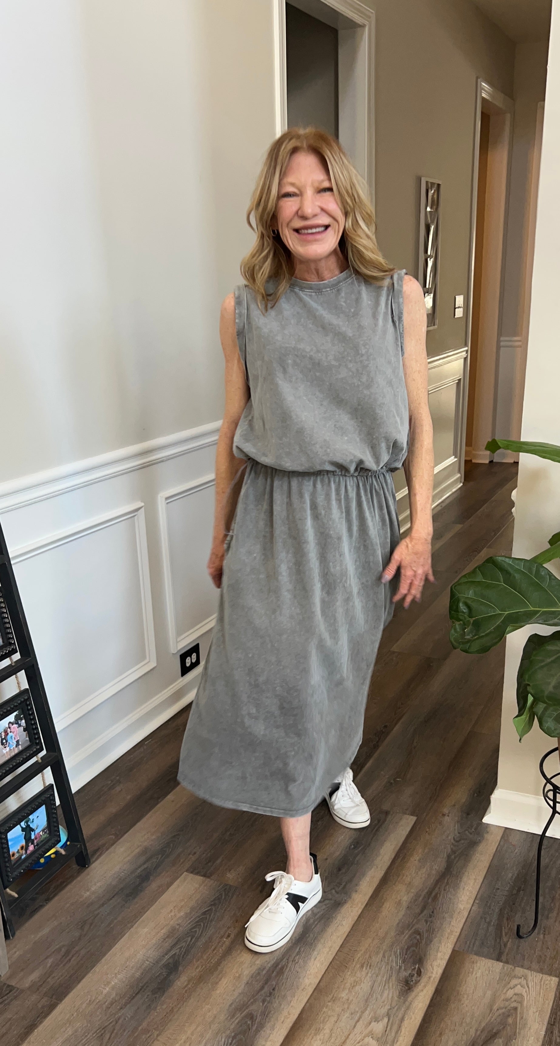 Cotton Maxi Dress in Ash