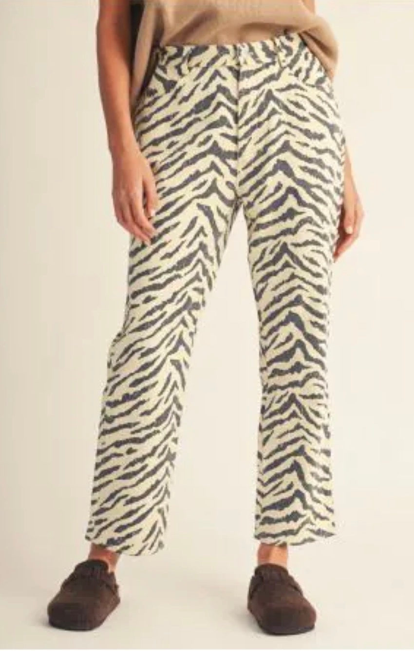 Zebra Print Straight Leg Pants