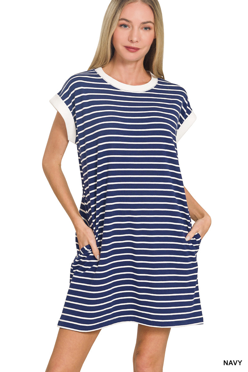 Stripe Dress in Navy