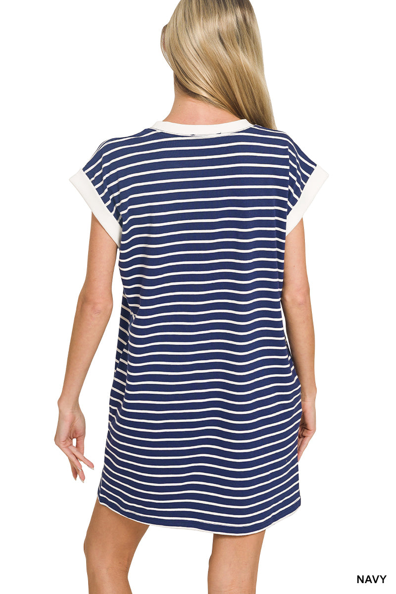 Stripe Dress in Navy