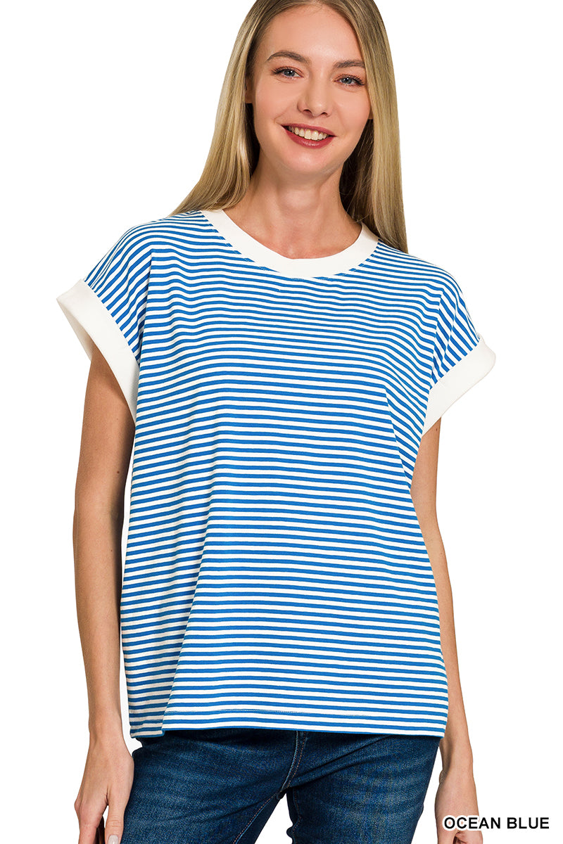 Stripe Top in Ocean Blue