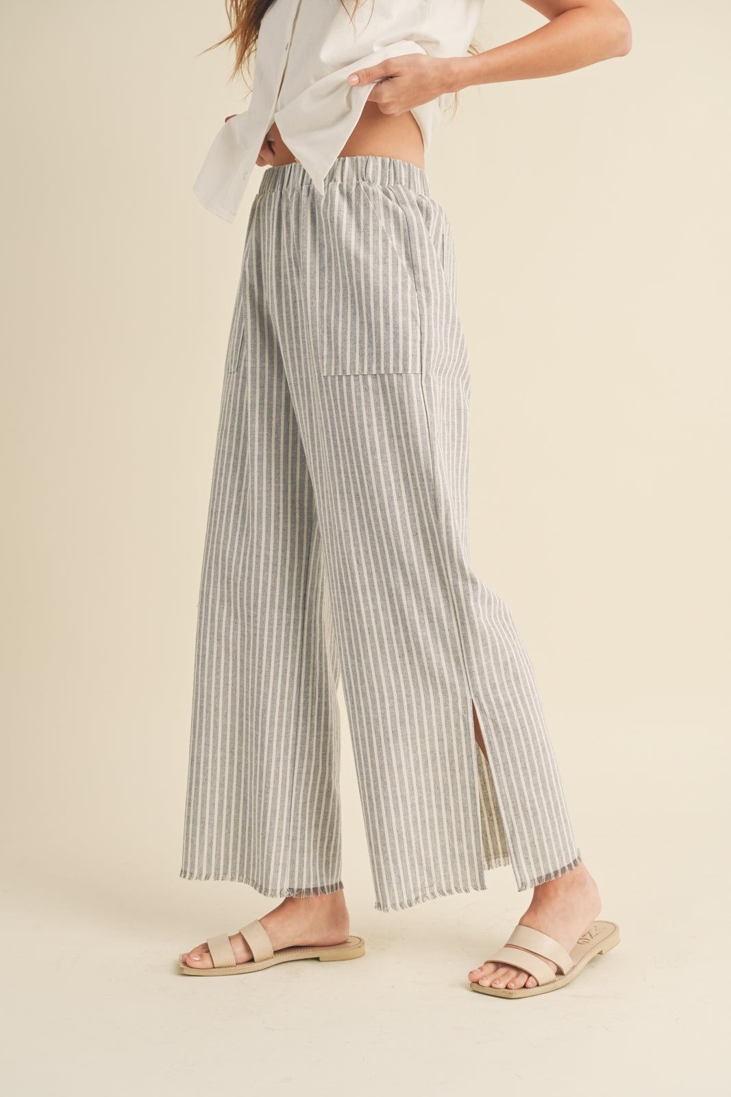 Striped linen pants in Cloud