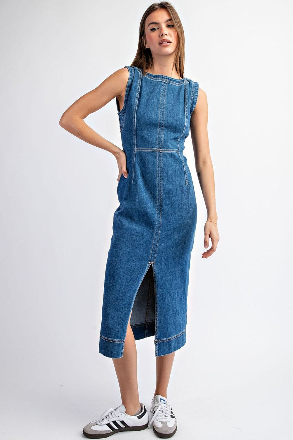 Sleeveless Denim Midi Dress