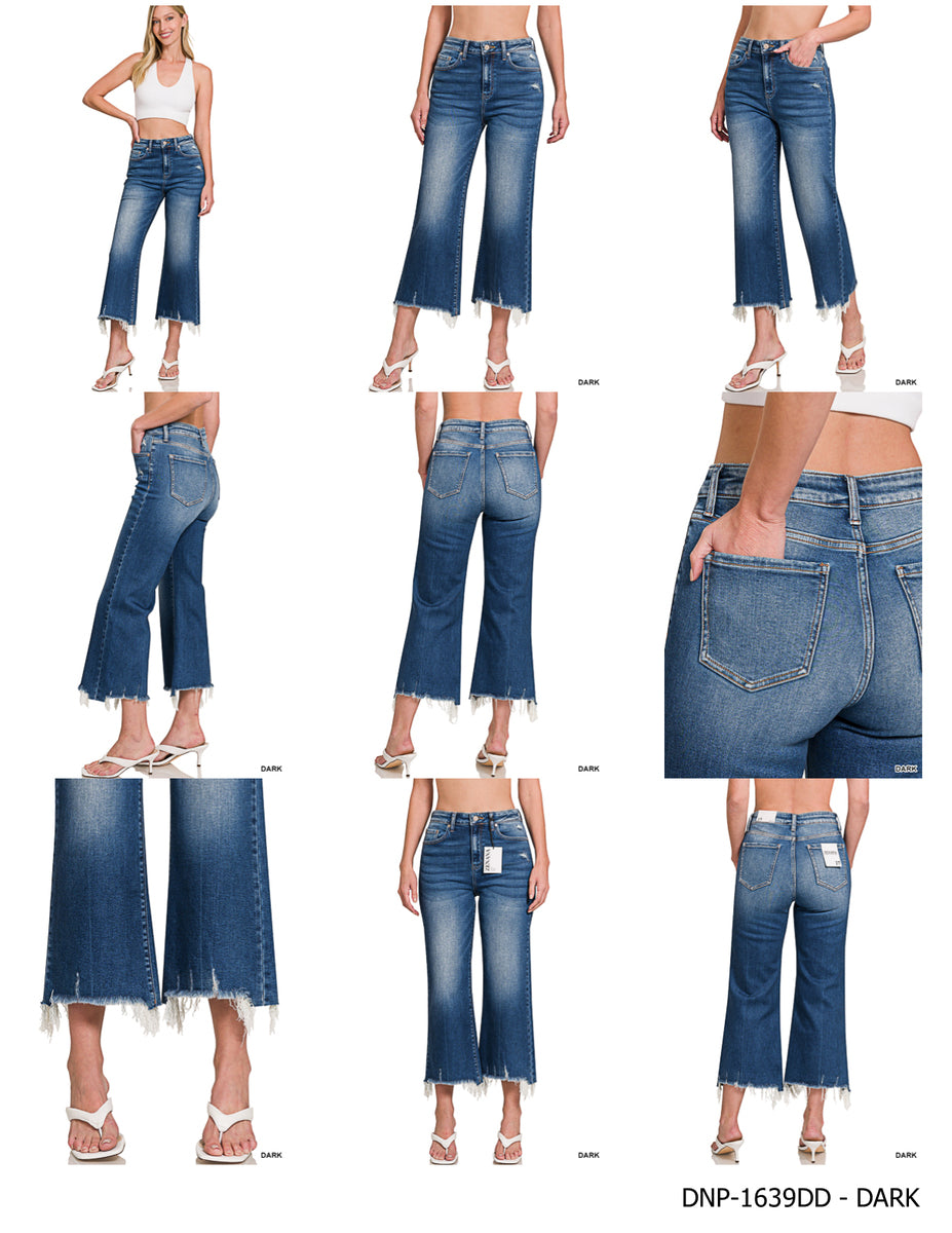 Zenana Kick Crop Flared Denim