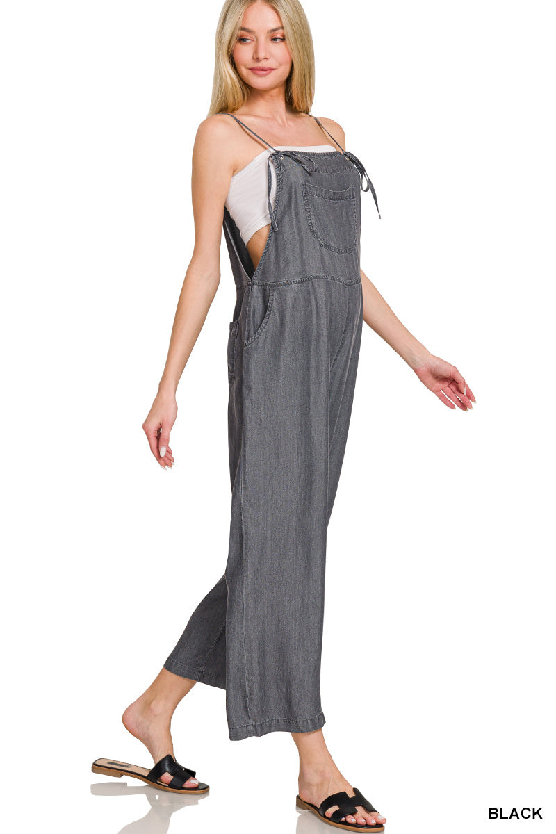 Washed Overalls in Black