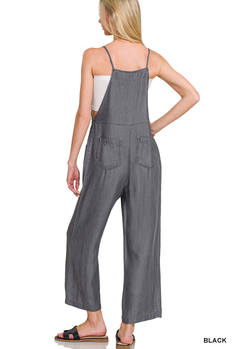 Washed Overalls in Black