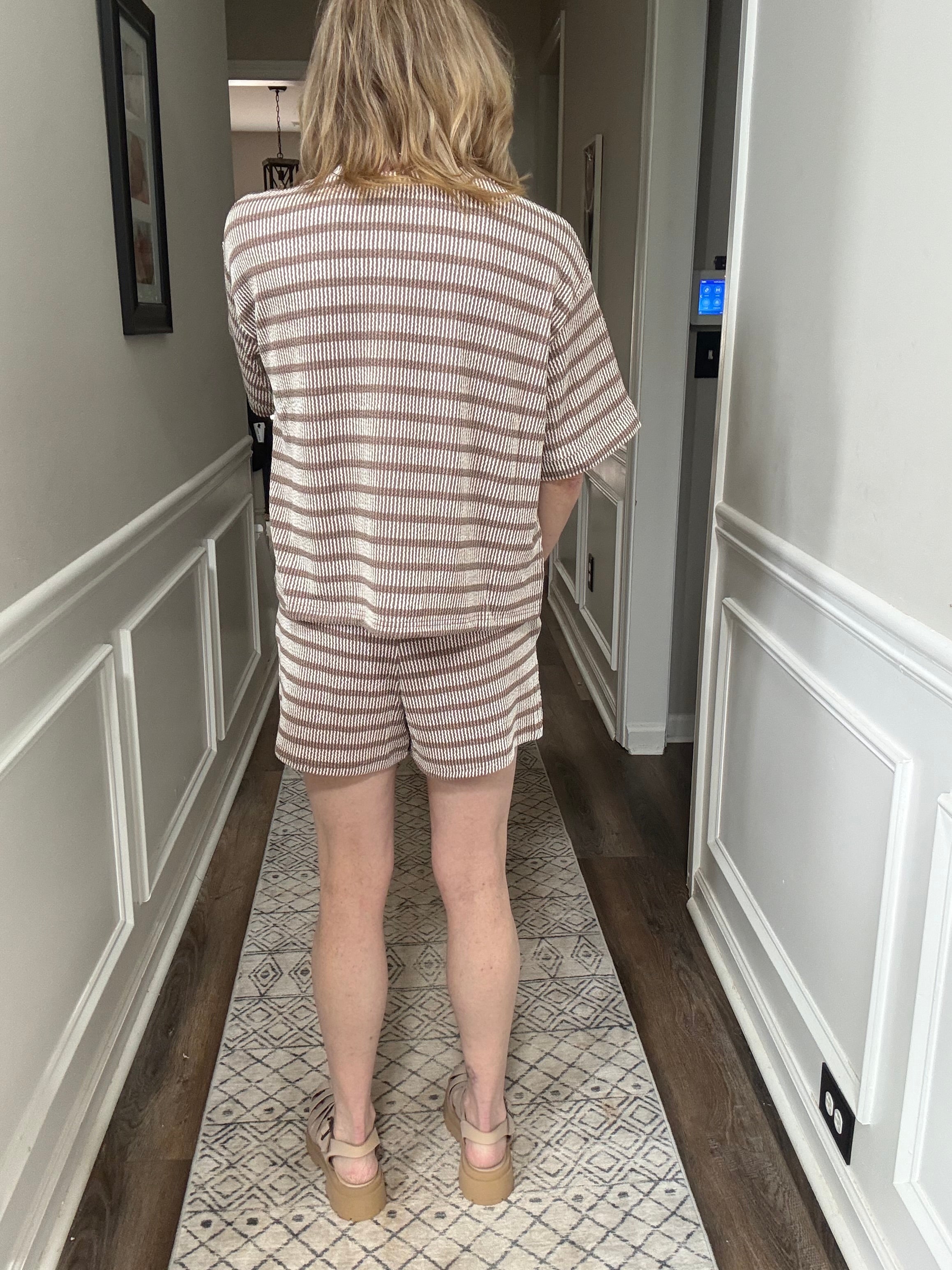 Ribbed Stripe Set in Mocha