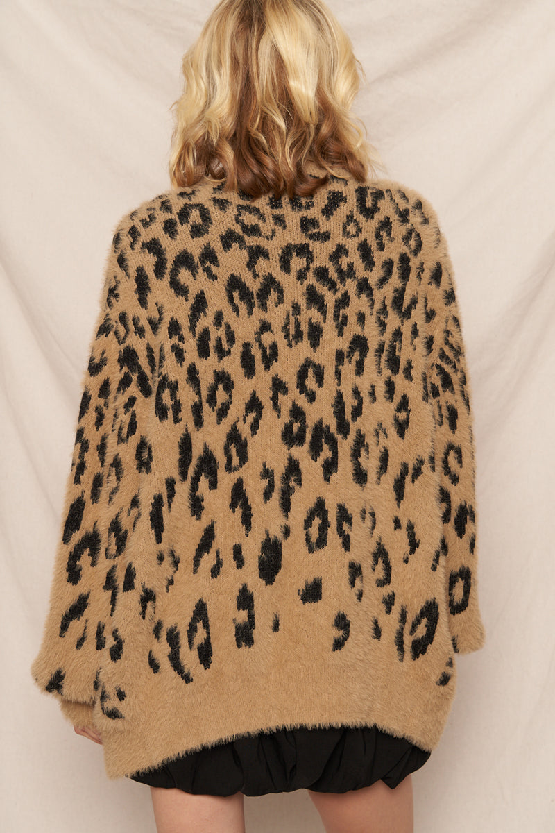 Soft Leopard Print Sweater Cardigan