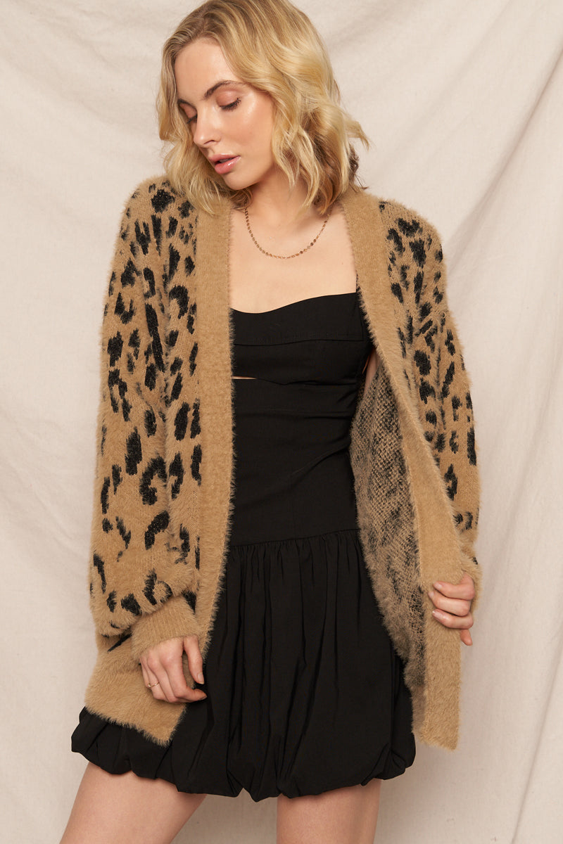 Soft Leopard Print Sweater Cardigan