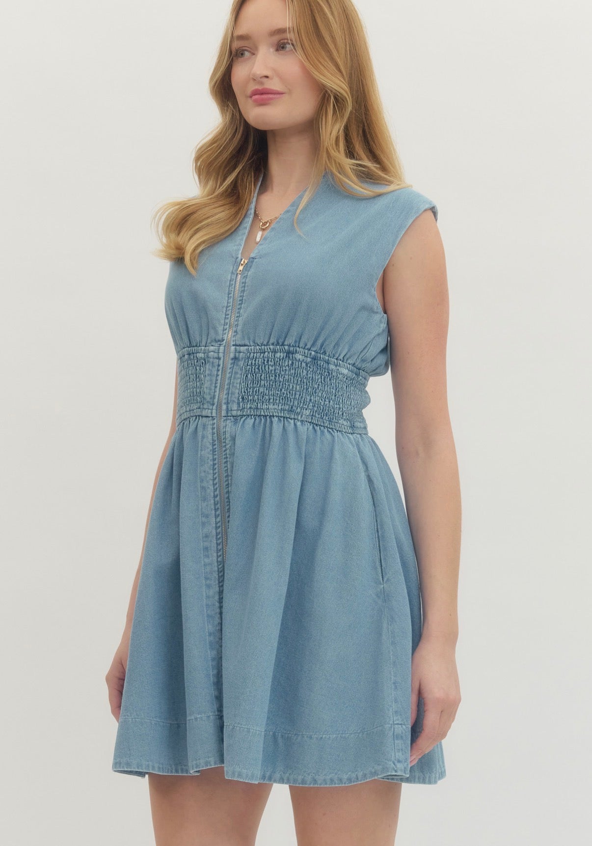 Denim Mini Dress in Light Wash