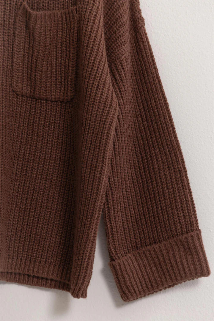 Round Neck Oversized Sweater in Brown