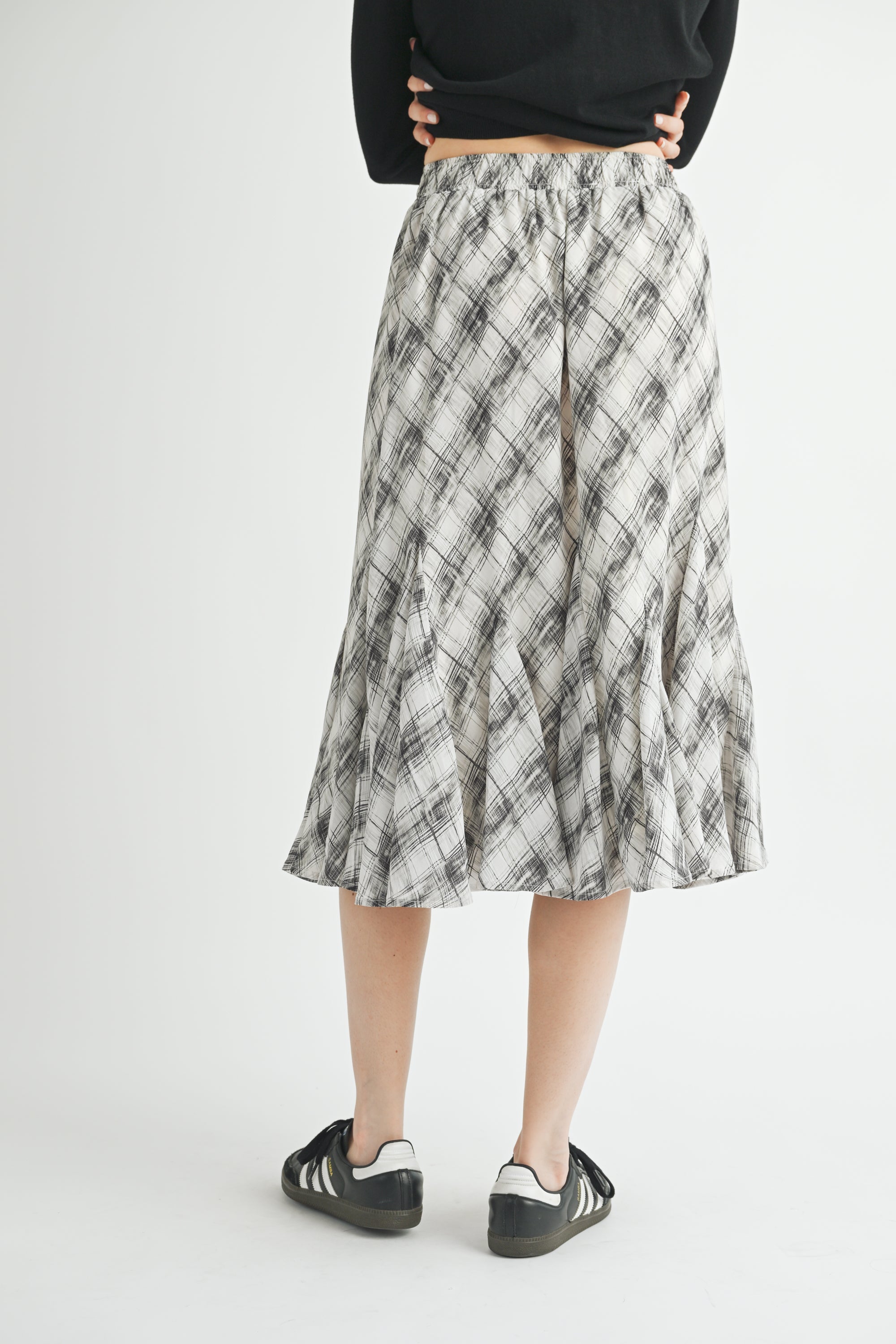 Checker Print Midi Skirt