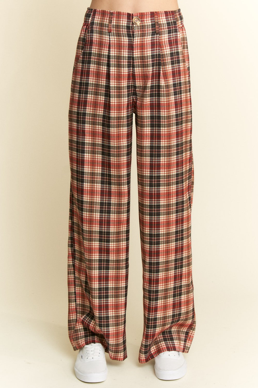 Plaid Pleated Pants