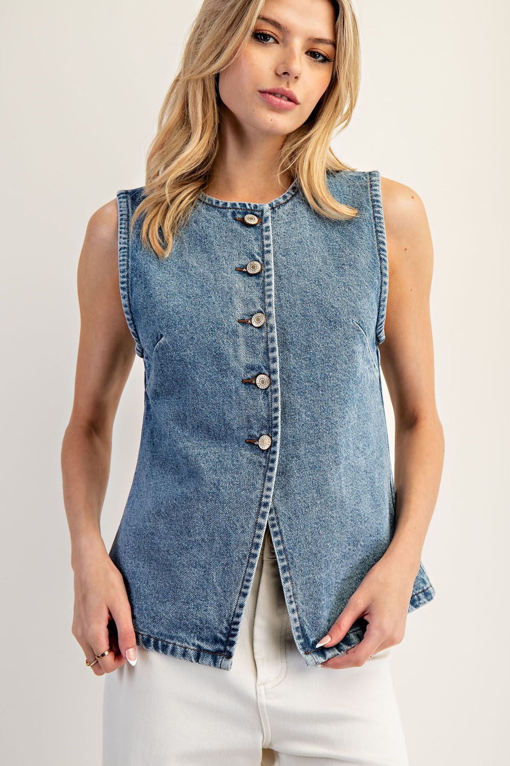 Denim Button Up Vest