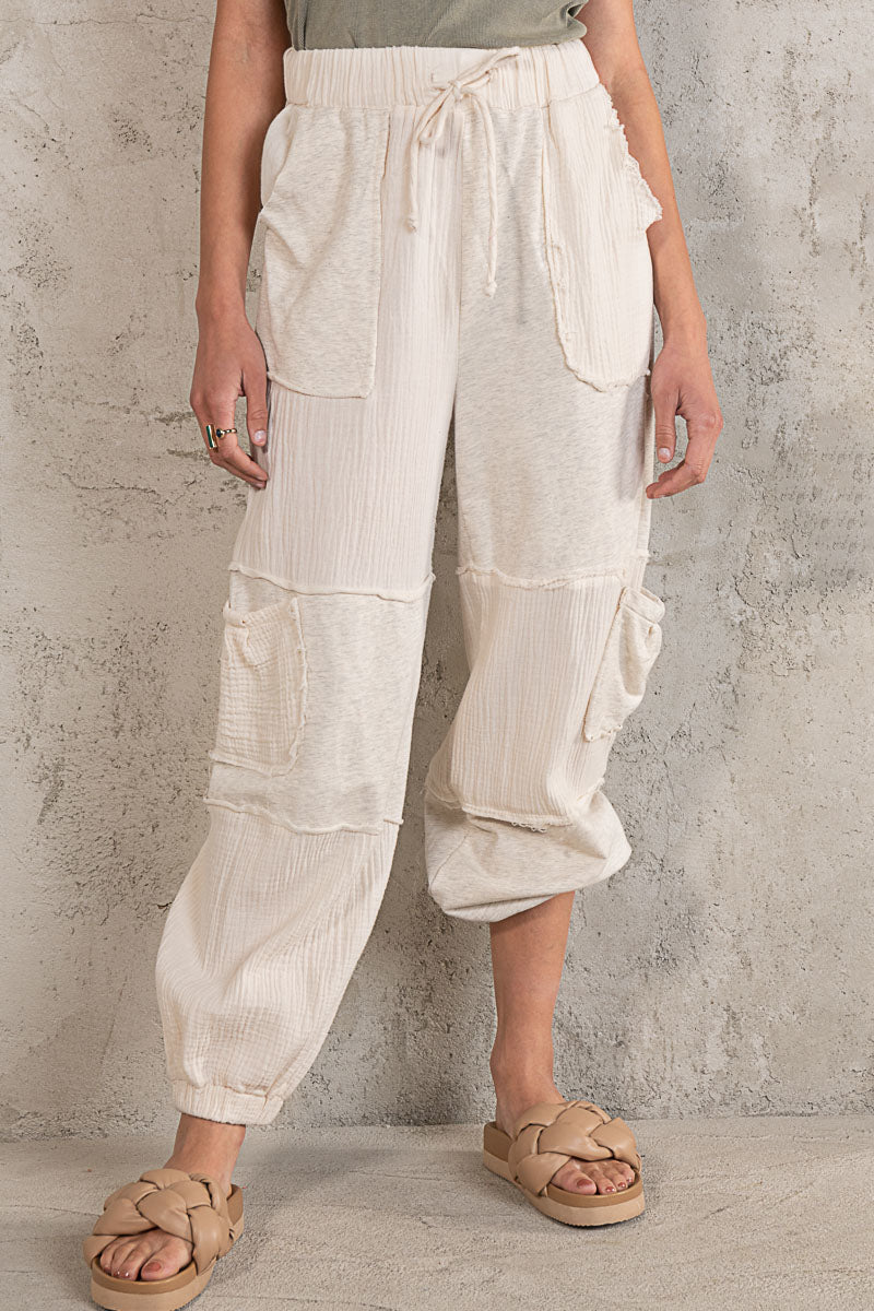 Mixed French Terry and Gauze Jogger