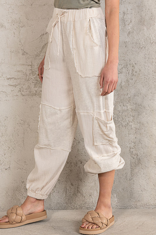 Mixed French Terry and Gauze Jogger