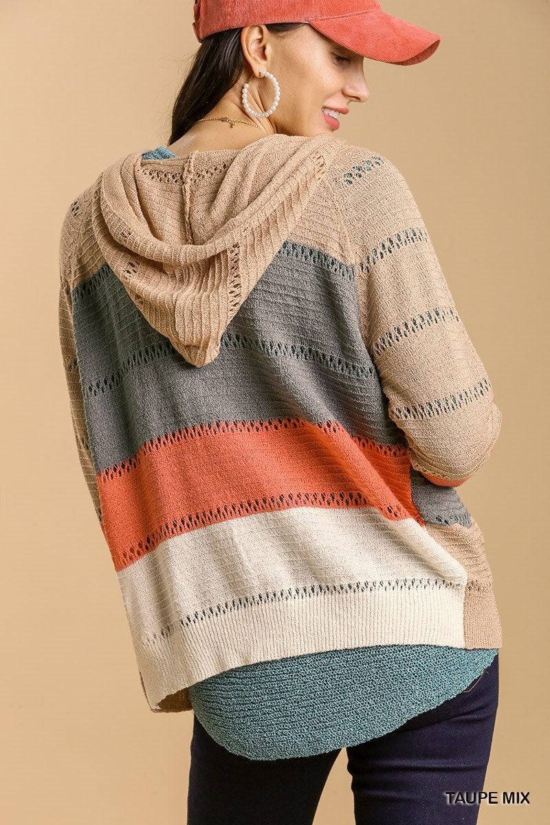 ColorBlock Open Knit Cardigan