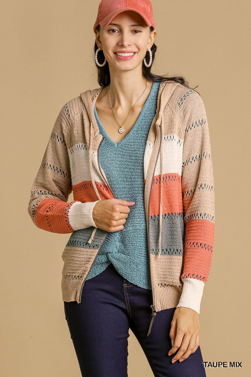 ColorBlock Open Knit Cardigan