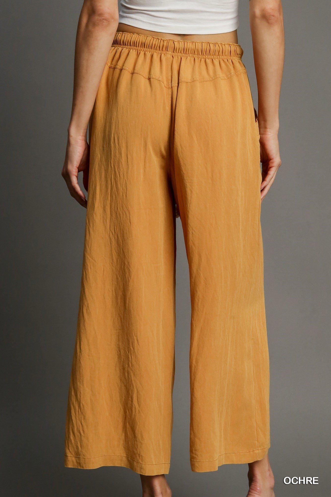 Snow Washed Wide Leg Pants in Ochre