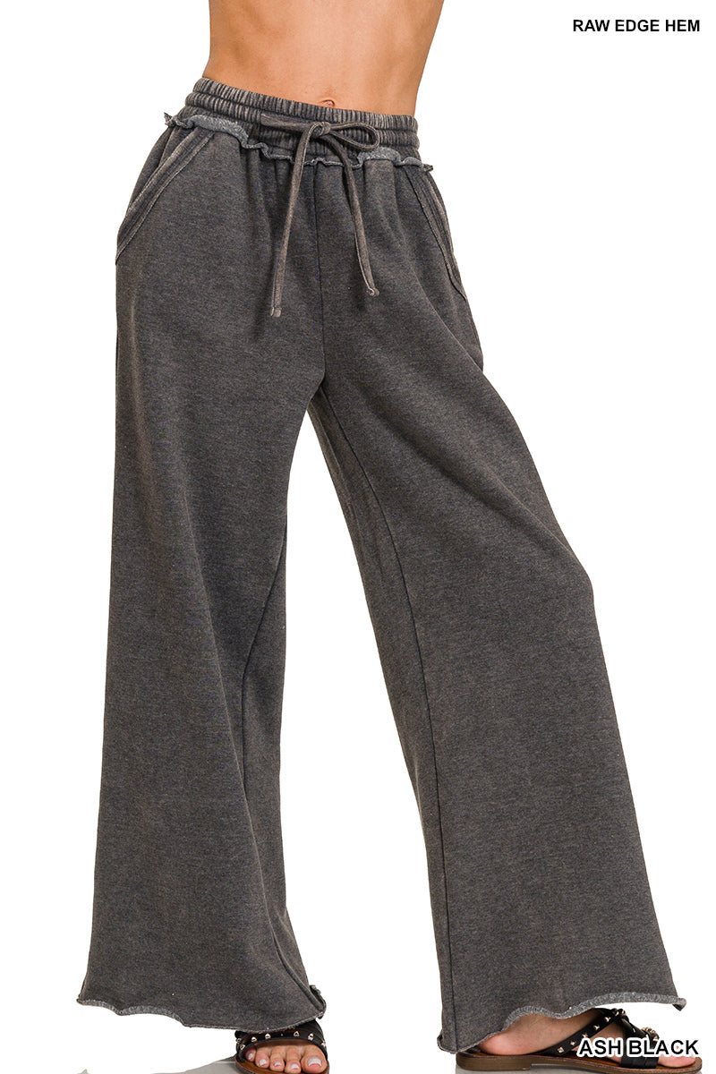 Mineral Washed Palazzo Pants Ash Black