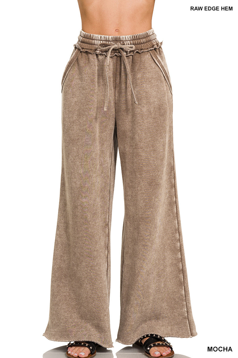 Mineral Washed Palazzo Pants Mocha