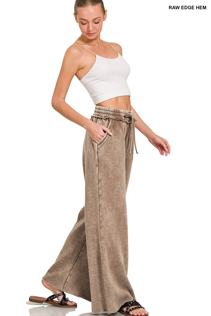Mineral Washed Palazzo Pants Mocha