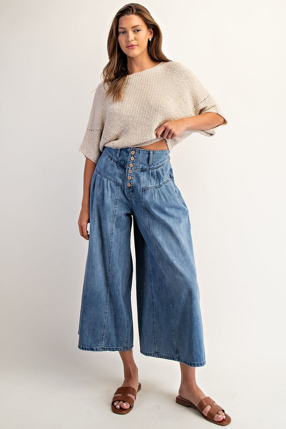 Crop Flair Pants with Pleat Detail