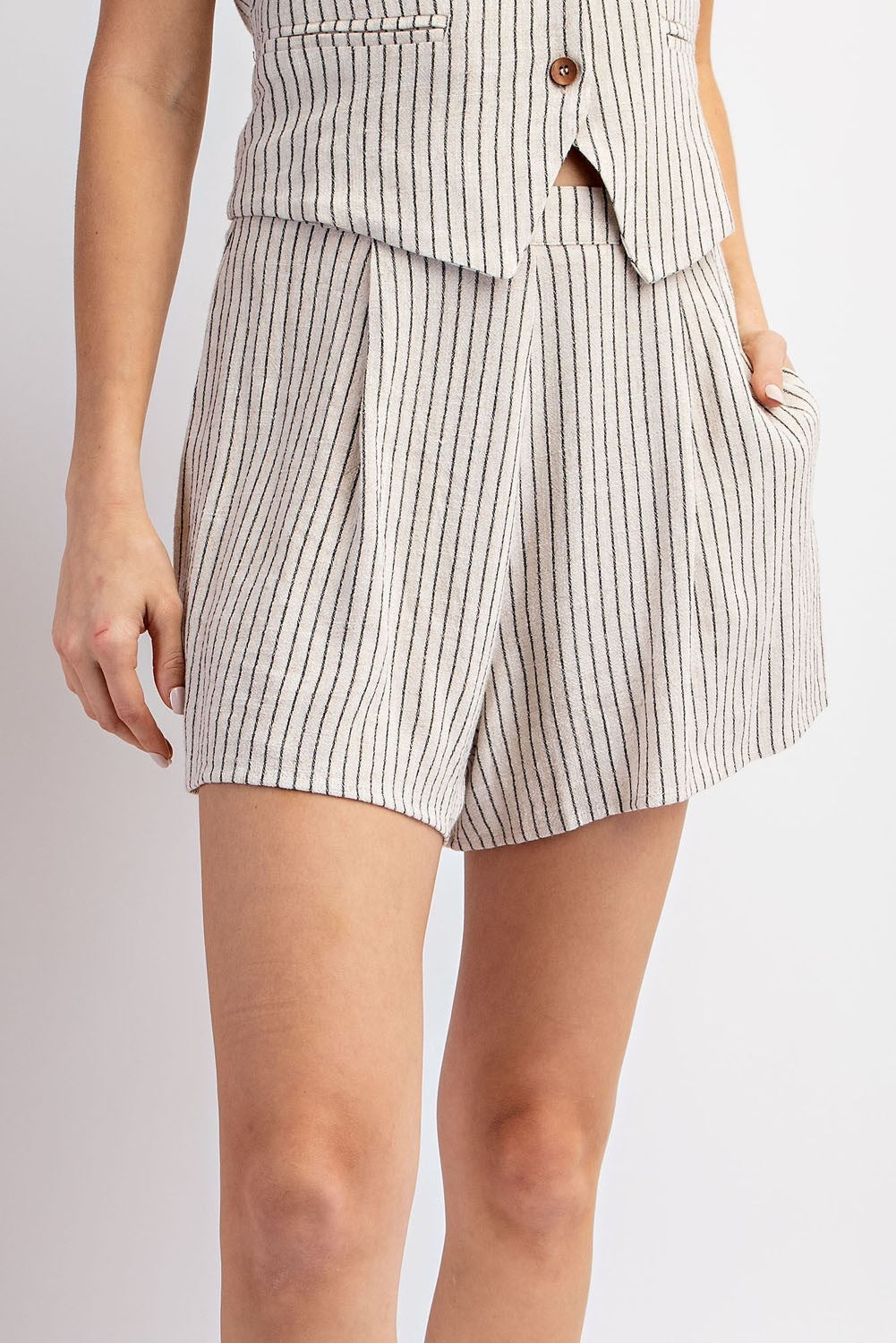 Pinstripe Shorts in Natural