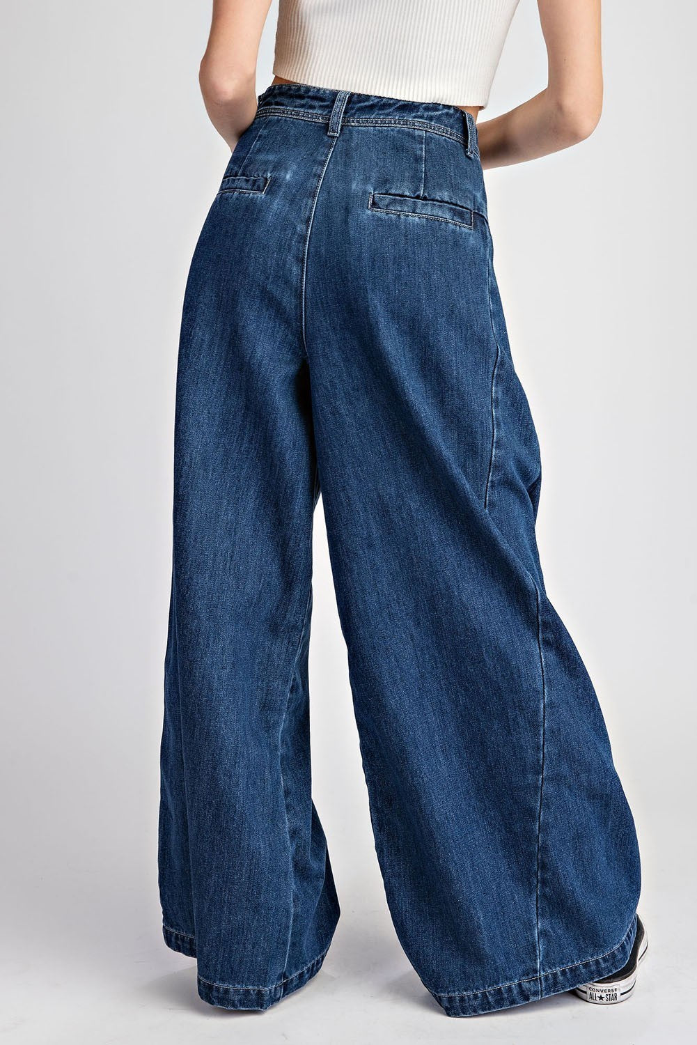 Mineral Washed Wide Leg Denim Pants