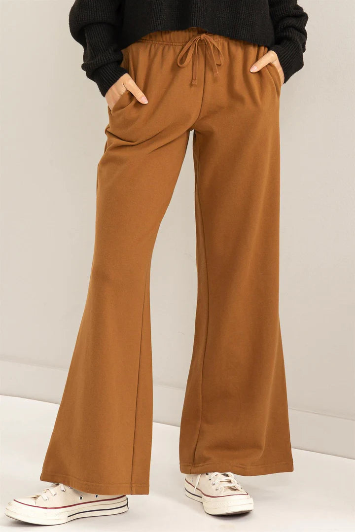 Feeling cute wide leg pants in Pale Brown