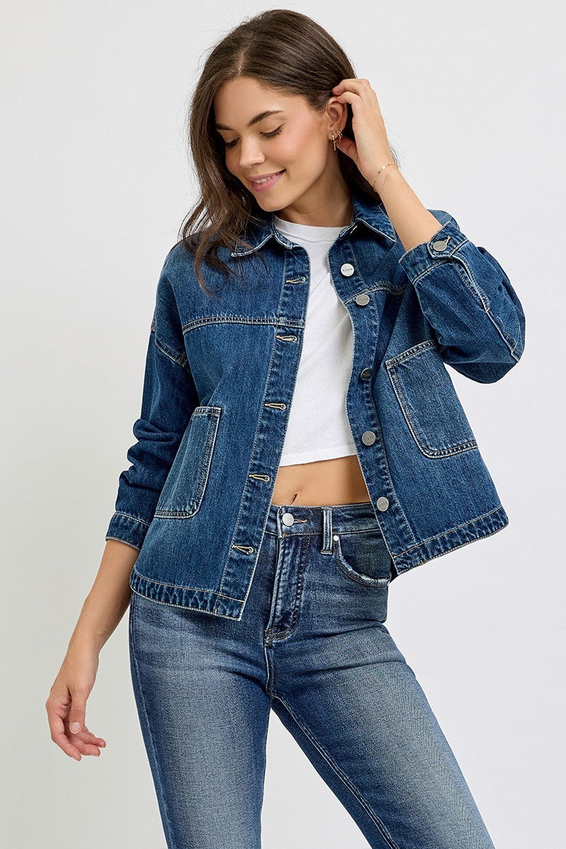 Risen Relax Fit Denim Jacket Dark Wash