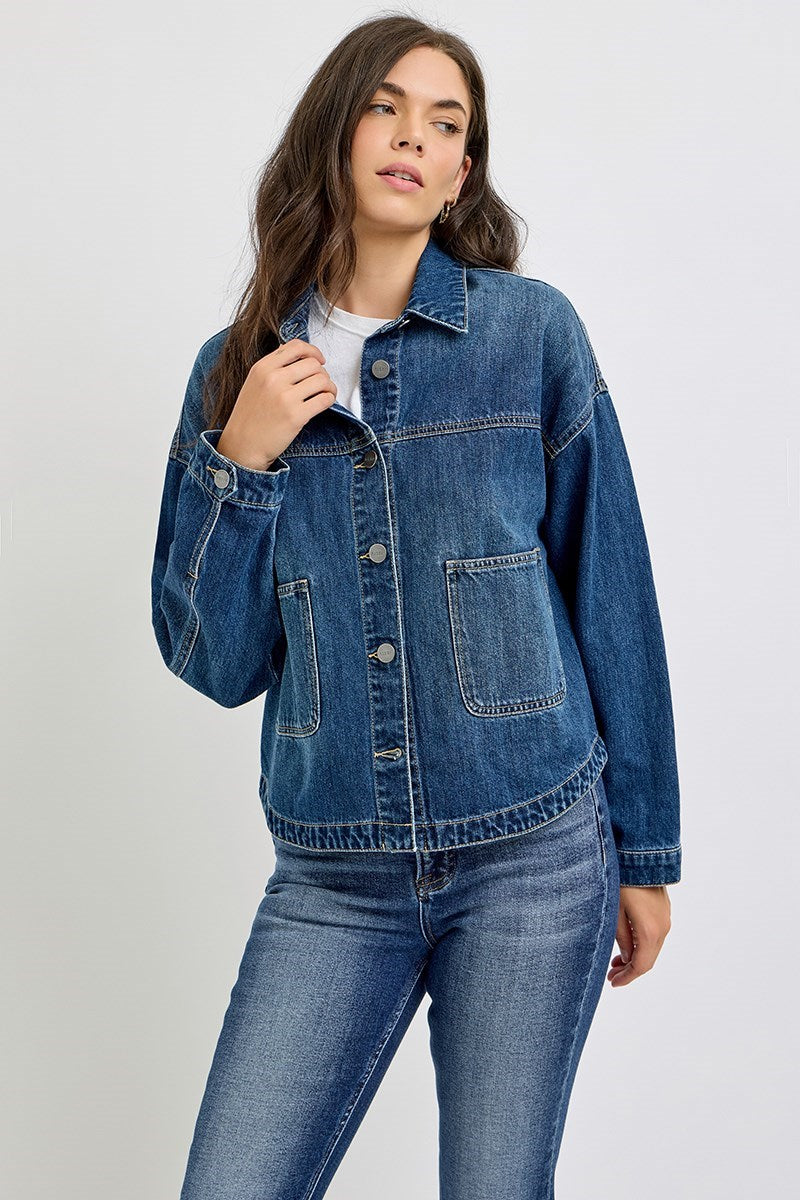 Risen Relax Fit Denim Jacket Dark Wash