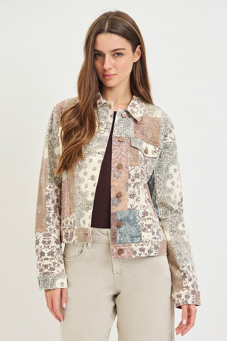 Risen brand Paisley Print Denim Jacket