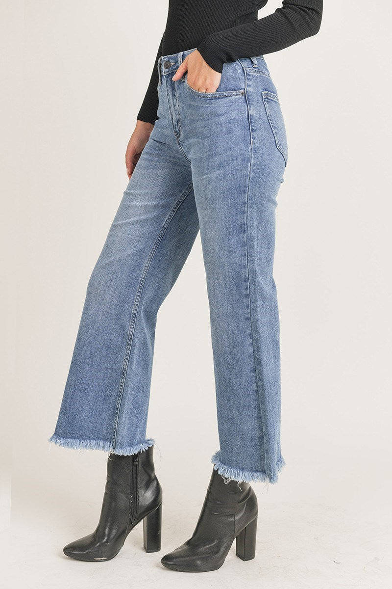 Risen's High Rise Frayed Ankle jeans