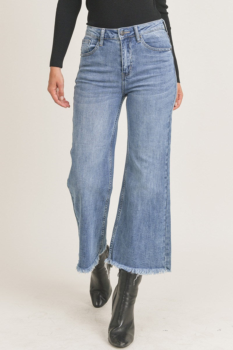 Risen's High Rise Frayed Ankle jeans