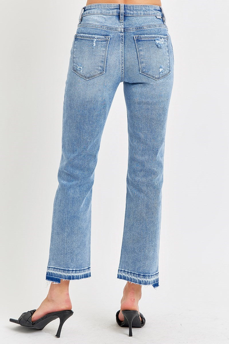 Risen Mid-Rise Straight Ankle Jeans