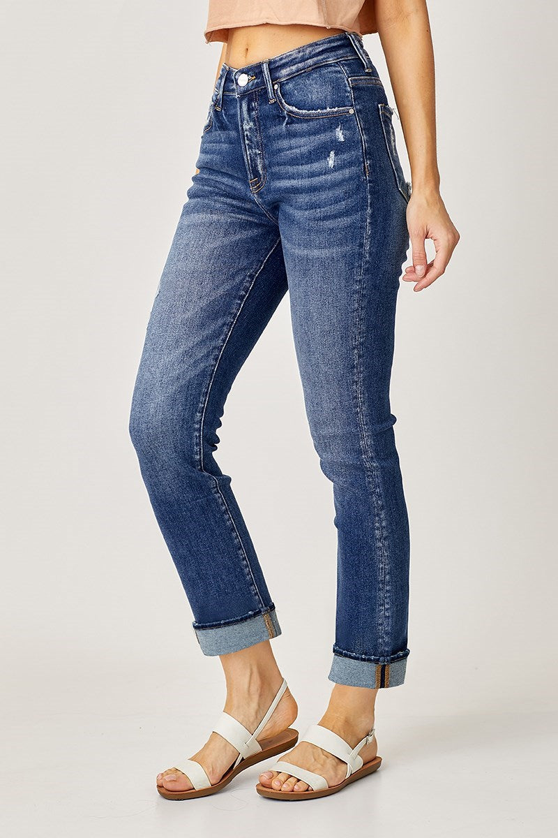 Risen Brand High Rise Straight Leg Jeans